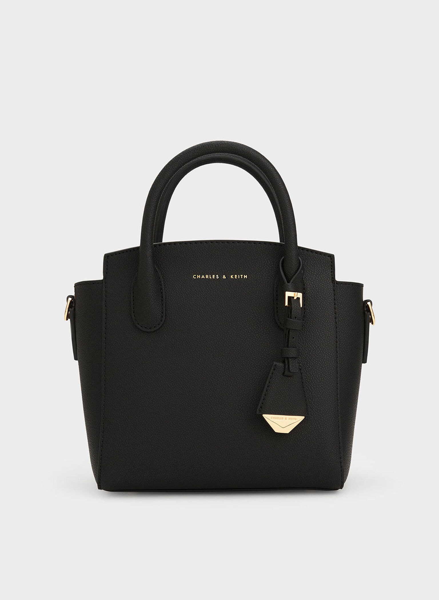 Harper Structured Top Handle Bag, Black, hi-res
