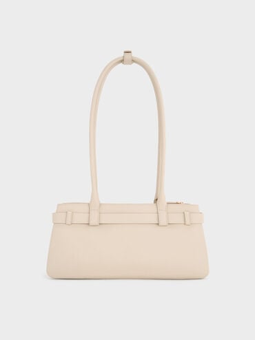 Jody Leather Belted Shoulder Bag, Antique Chalk, hi-res