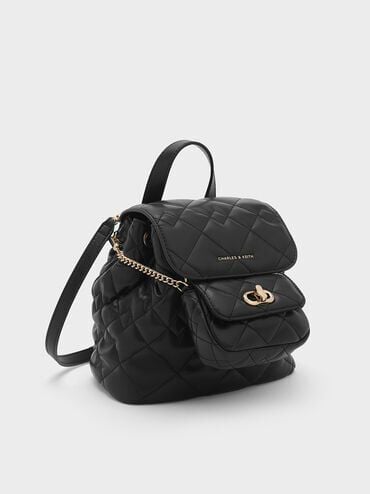 Aubrielle Quilted Backpack, Black, hi-res