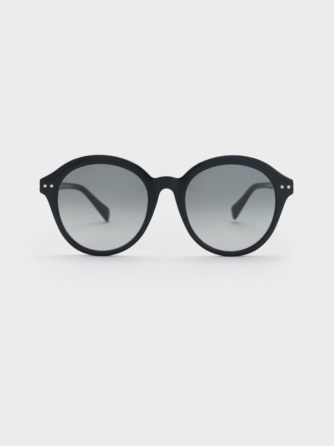 Recycled Acetate Round Cat Eye Sunglasses Black