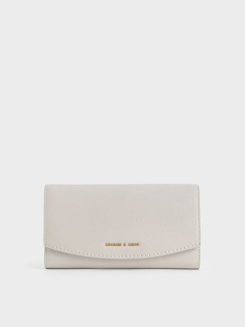 Front Flap Long Wallet, Light Grey, hi-res