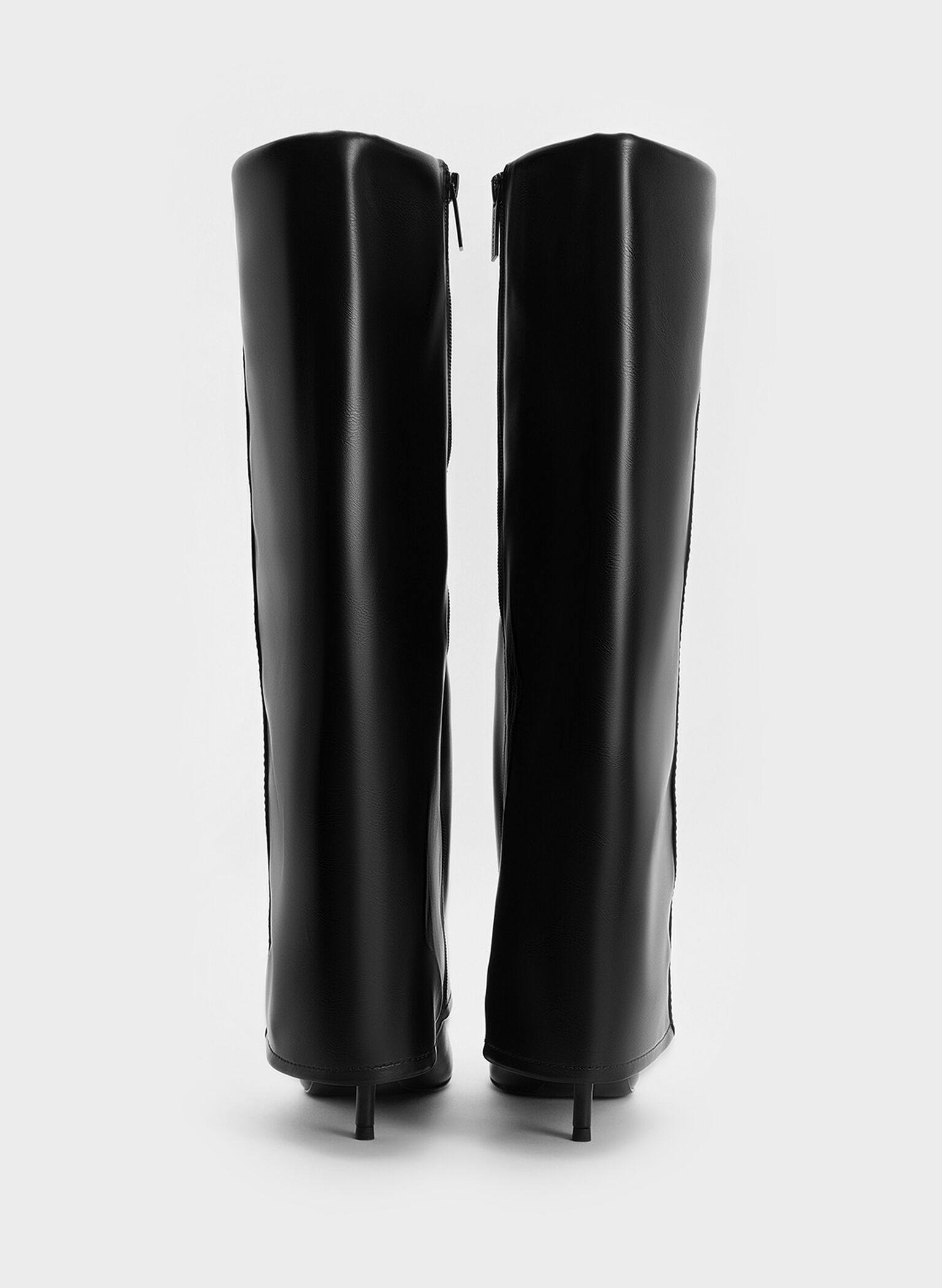 Fold-Over Pointed-Toe Knee-High Boots, Black, hi-res
