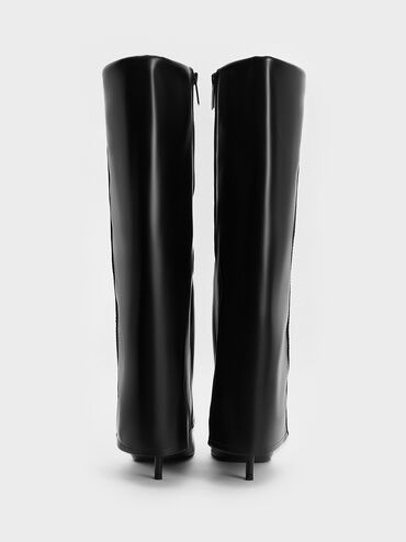 Fold-Over Pointed-Toe Knee-High Boots, Black, hi-res