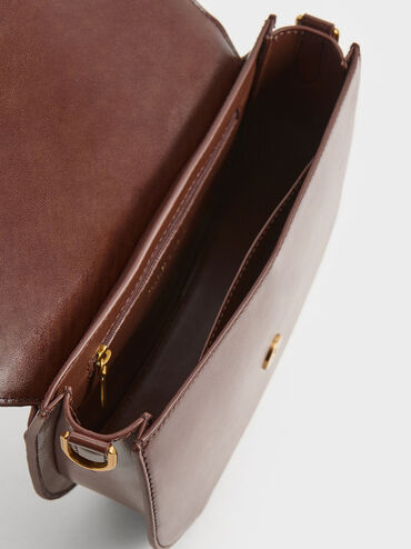 Gabine Leather Saddle Bag​, Brown, hi-res