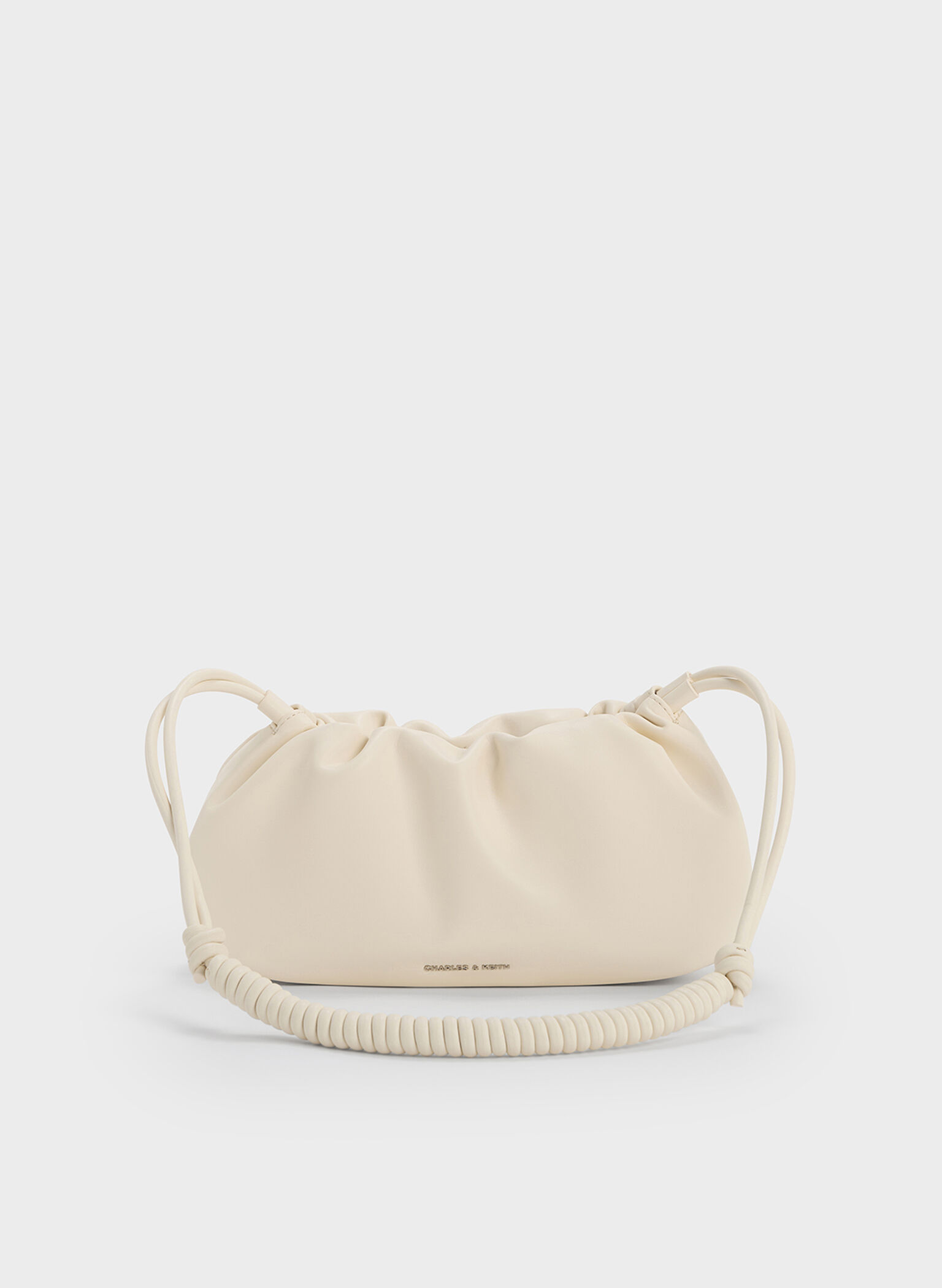 Lorelai Ruched Knotted-Strap Shoulder Bag, Cream, hi-res