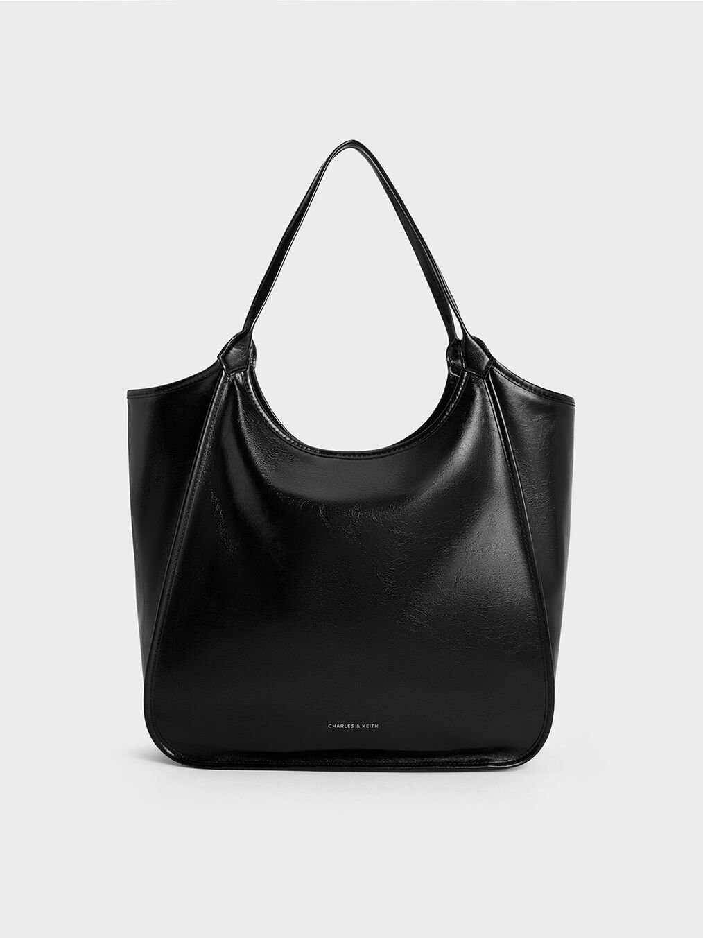 Sianna Crinkle-Effect Slouchy Tote Bag, Black, hi-res