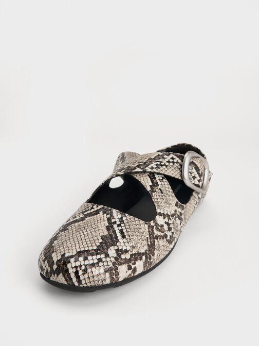 Snake-Print Crossover-Strap Mary Janes, Animal Print Natural, hi-res
