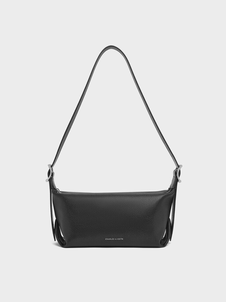 Zora Buckle-Strap Slouchy Shoulder Bag, Noir, hi-res