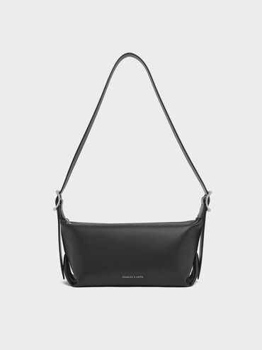Zora Buckle-Strap Slouchy Shoulder Bag, Noir, hi-res