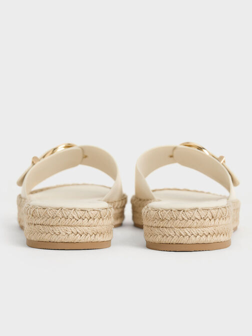 Buckled Espadrille Sandals, Cream, hi-res