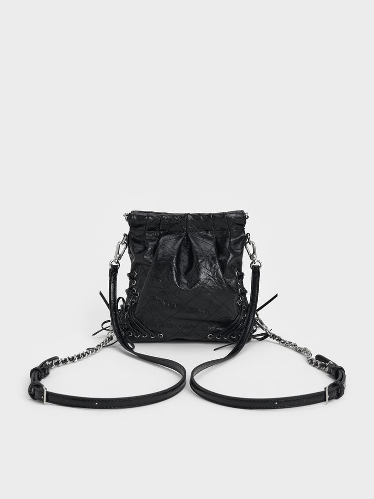 Duo Grommet Chain-Handle Two-Way Backpack, Noir, hi-res