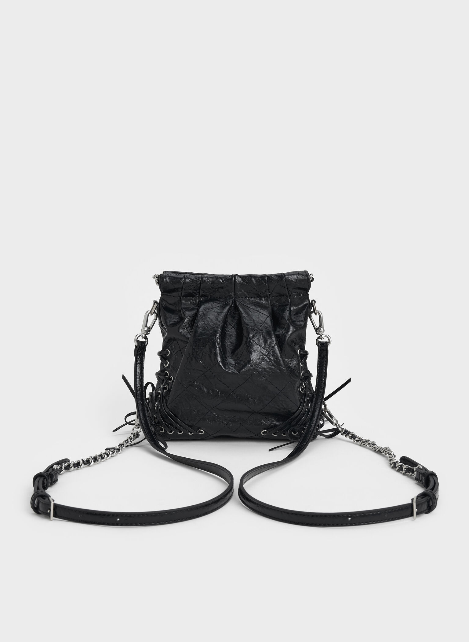Duo Grommet Chain-Handle Two-Way Backpack, Noir, hi-res