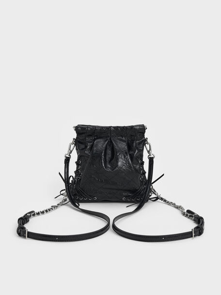 Duo Grommet Chain-Handle Two-Way Backpack, Noir, hi-res