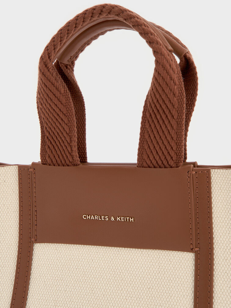 Mini Shalia Canvas Tote Bag, Beige Canvas, hi-res