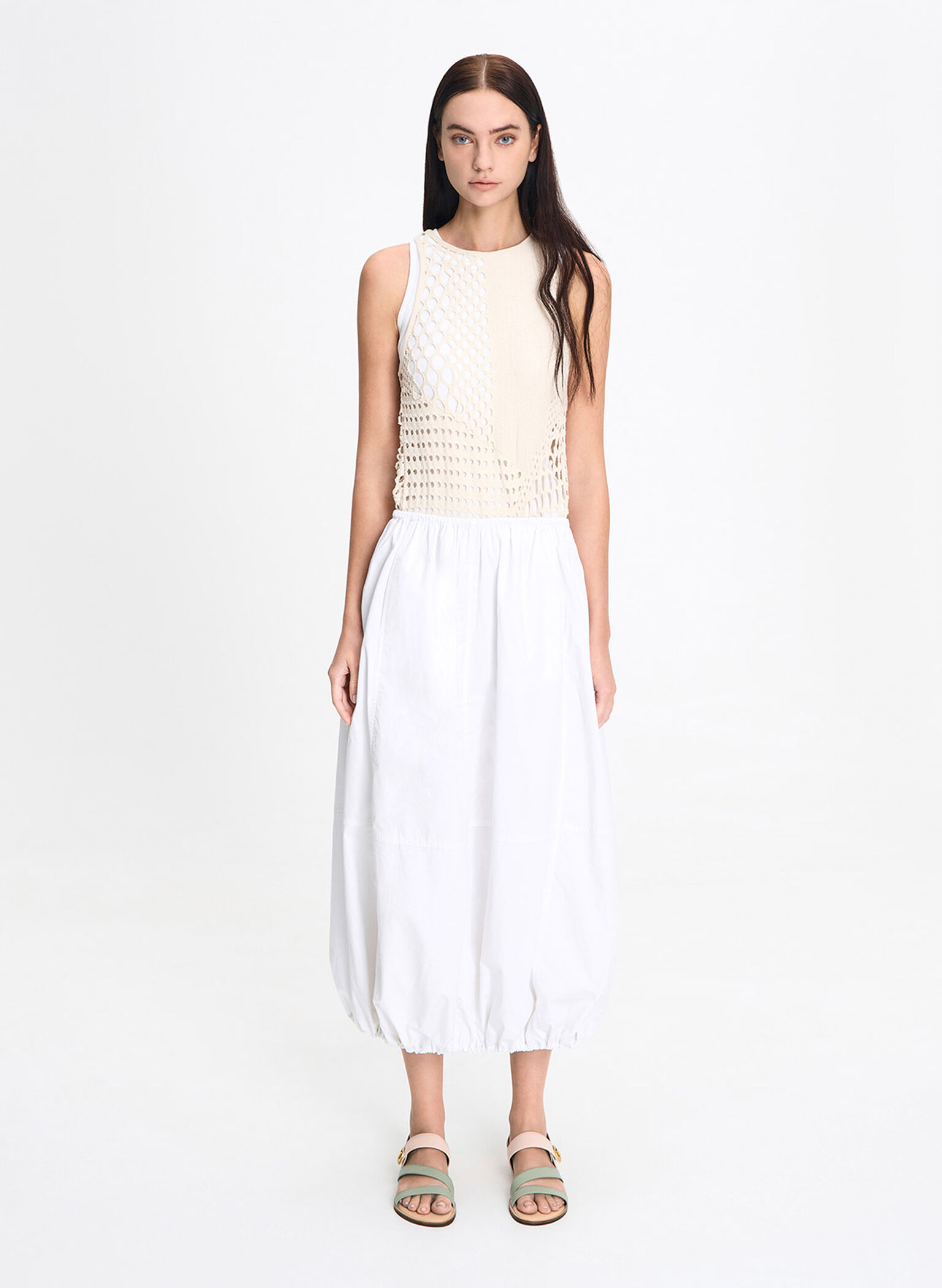 Yara Two-Tone Asymmetric Strappy Sandals, Nude, hi-res