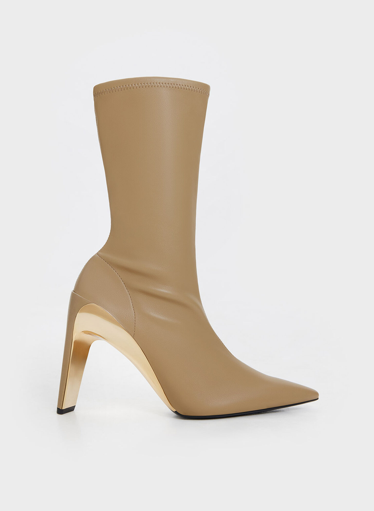 Devon Metallic Blade-Heel Ankle Boots, Taupe, hi-res