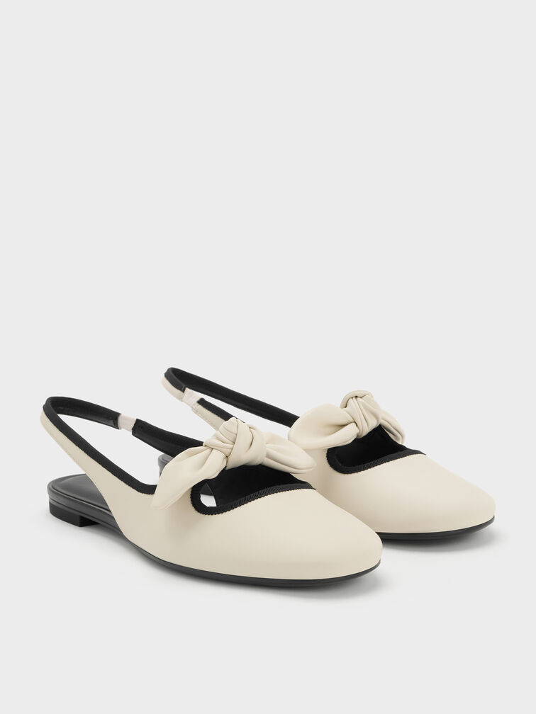 Knotted Bow Slingback Flats, Chalk, hi-res
