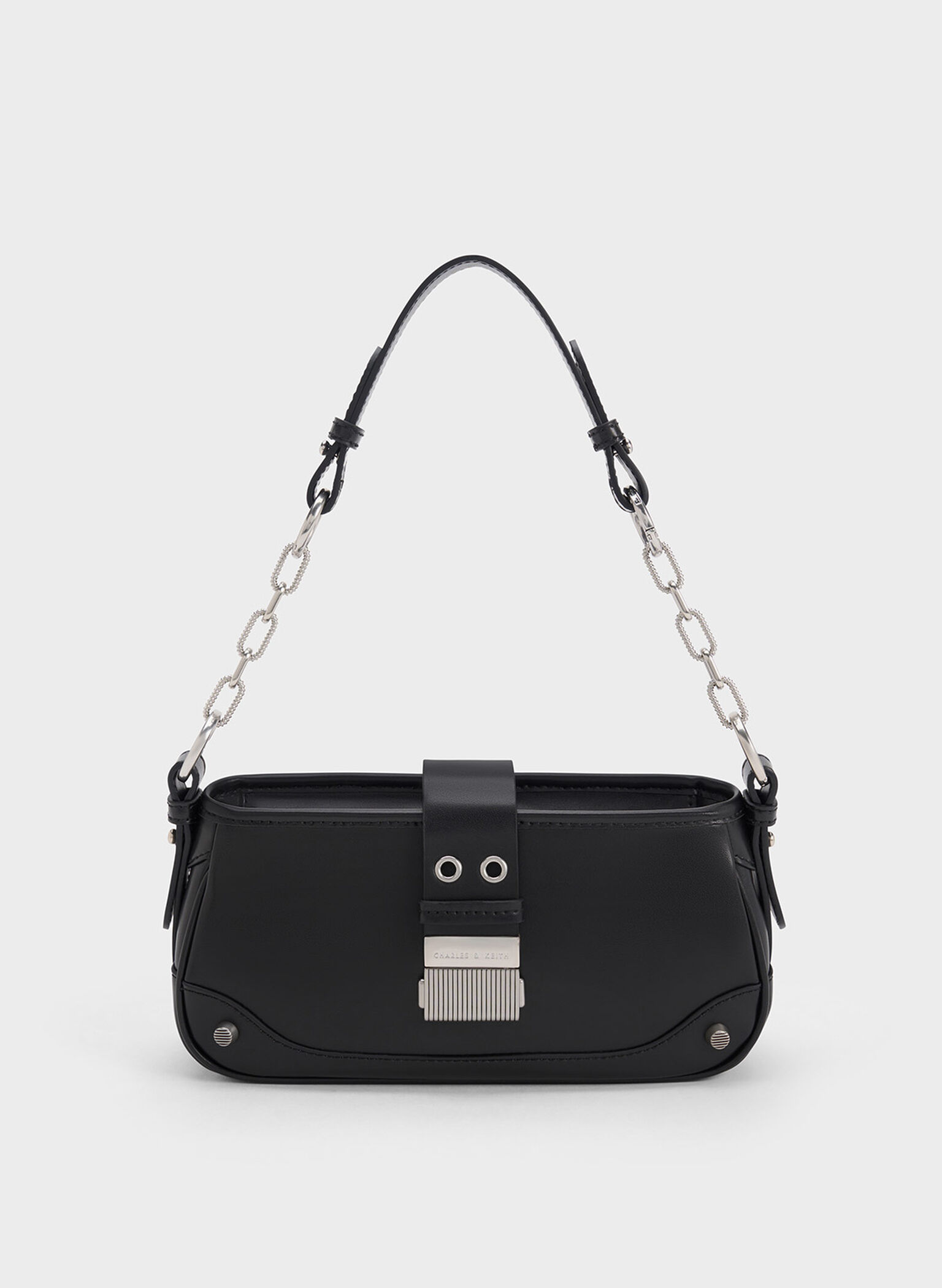 Winslet Belted Shoulder Bag, Black, hi-res