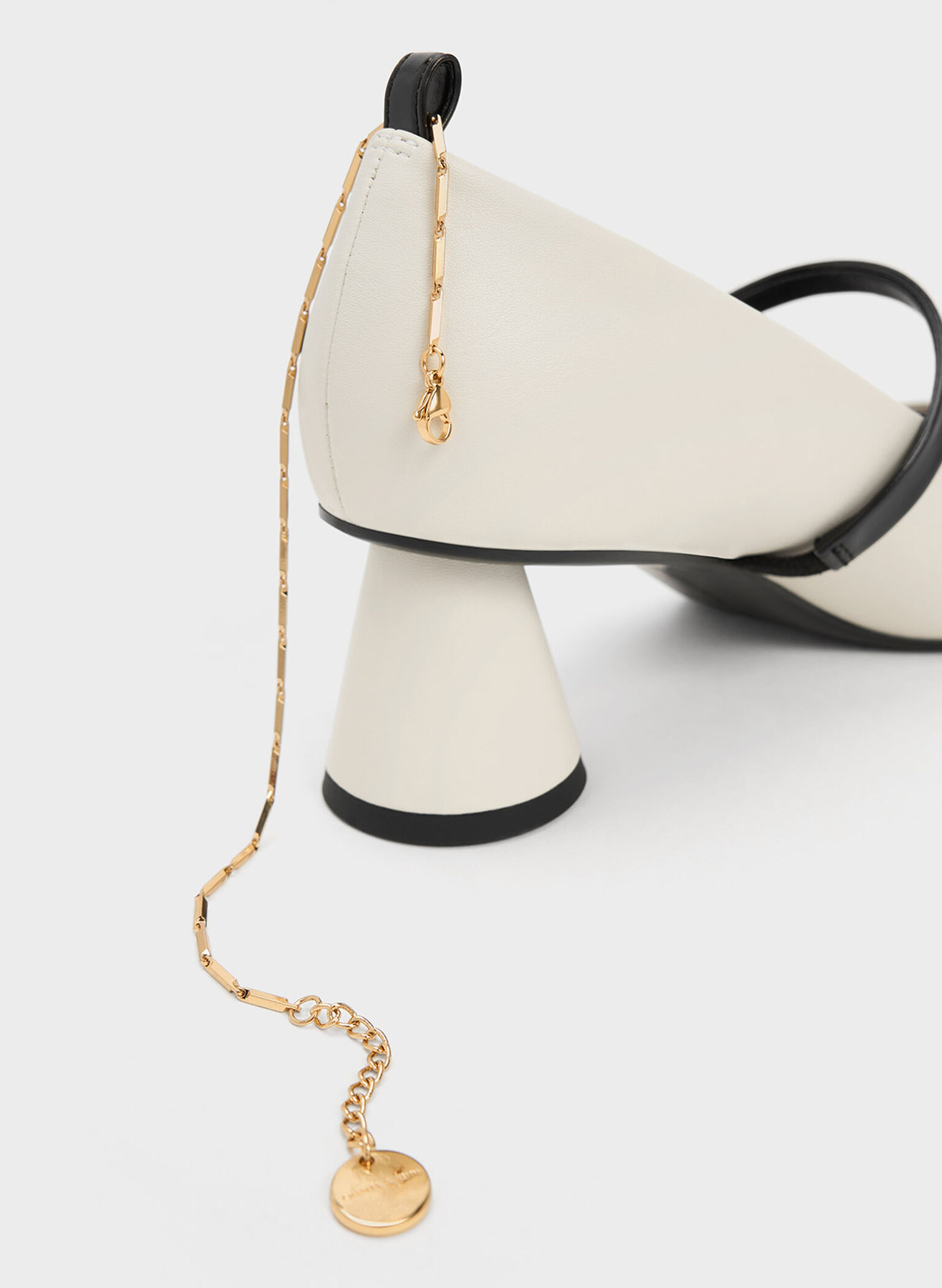 Delicate Chain-Link Mary Jane Pumps, Chalk, hi-res