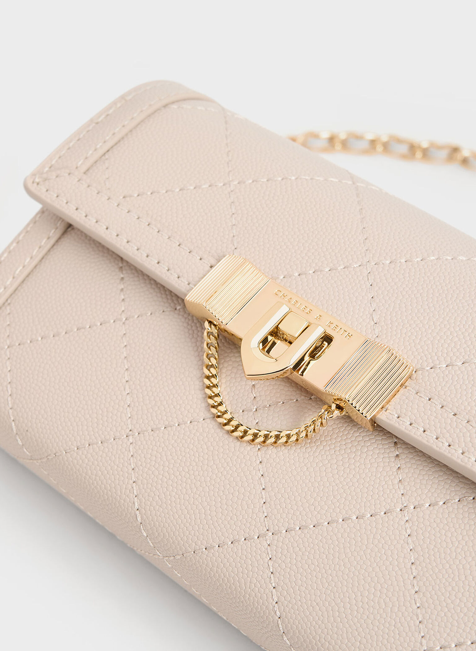 Tallulah Quilted Push-Lock Clutch, Oat, hi-res