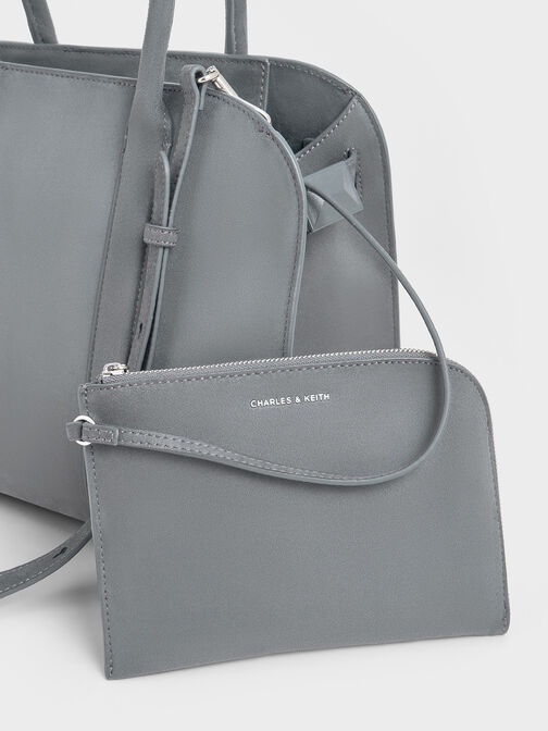 Axel Faux Suede Bowling Bag, Grey, hi-res