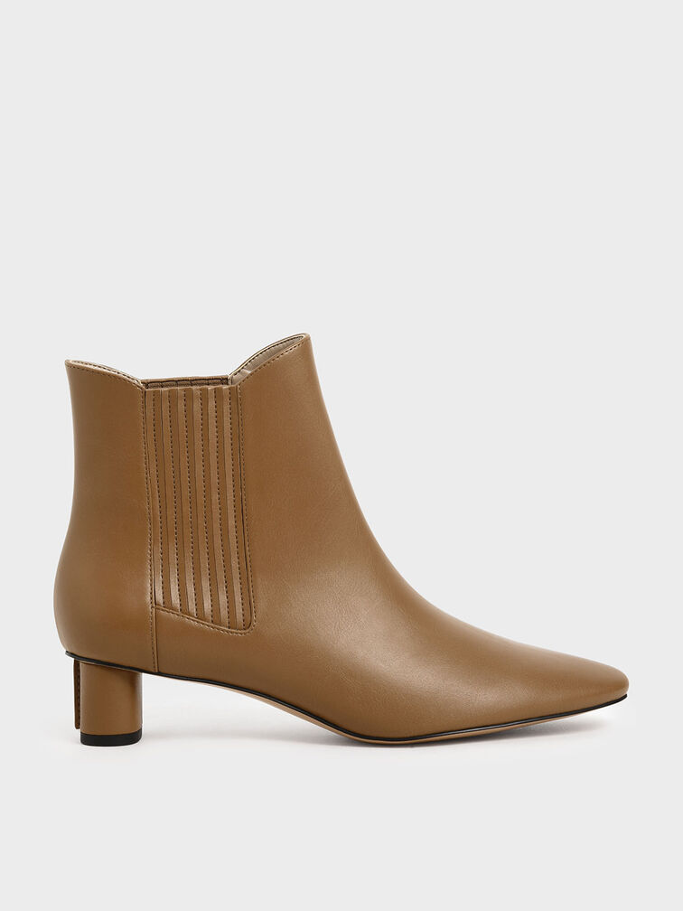 Cylindrical Heel Chelsea Boots, Camel, hi-res