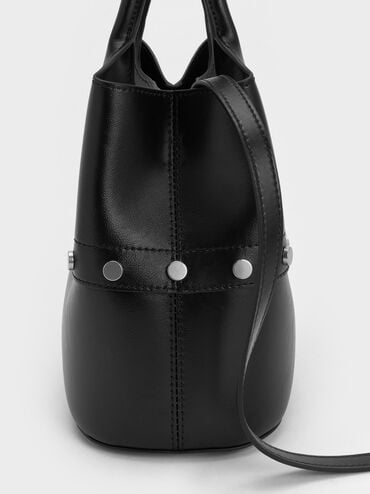 Bobbie Studded Convertible Two-Way Bucket Bag, Noir, hi-res