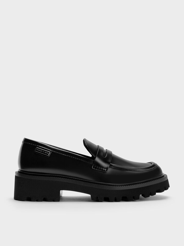 Remy Covered Ridge-Sole Loafers, Black Box, hi-res