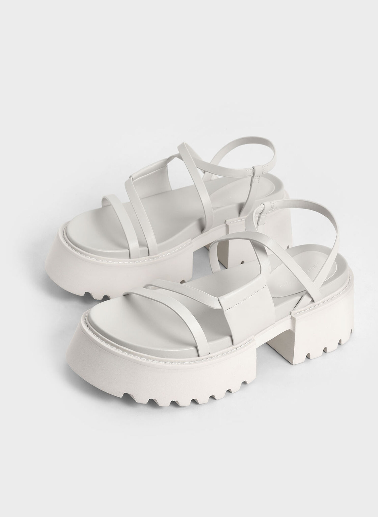 Nadine Strappy Platform Sandals, White, hi-res
