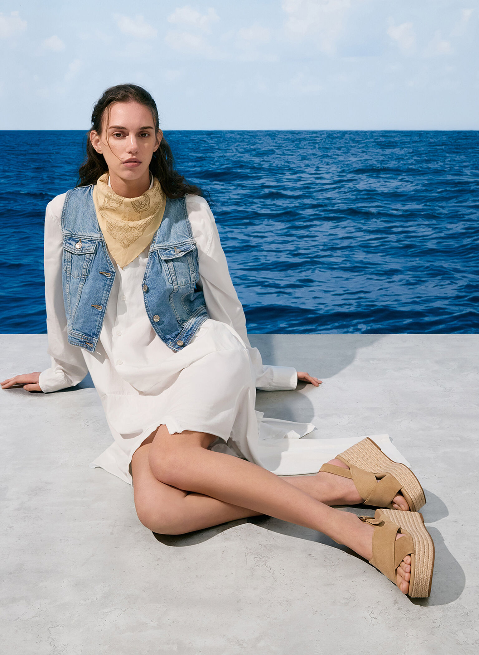 Faux Suede Crossover Espadrille Wedges, Sand, hi-res