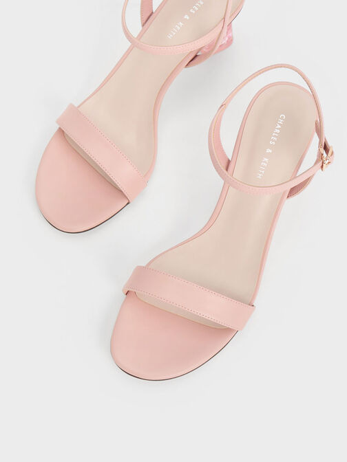 Oleana Clear Trapeze Heel Sandals, Blush, hi-res