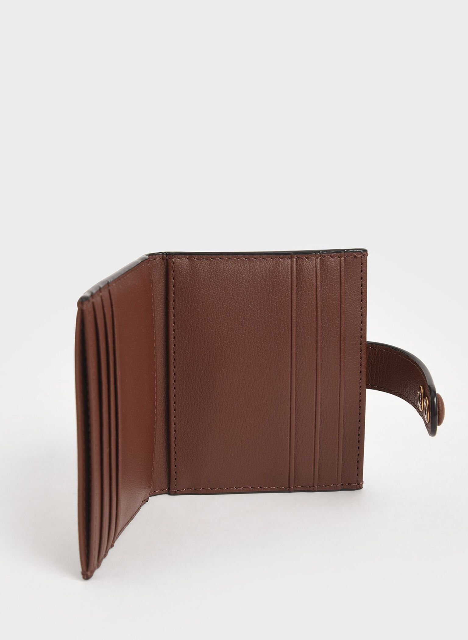Snap Button Card Holder, Chocolate, hi-res