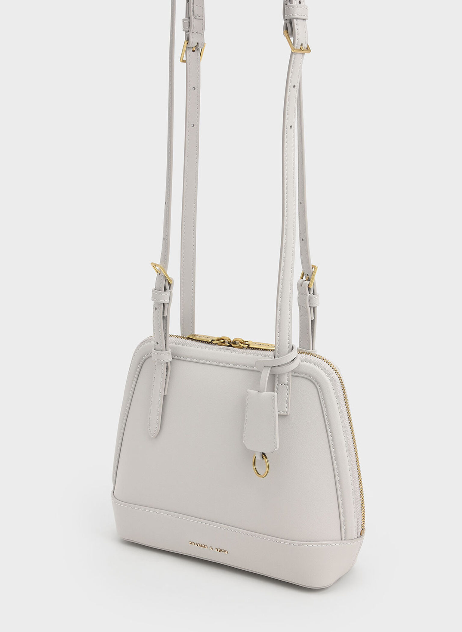 Enola Double Handle Structured Bag, Light Grey, hi-res