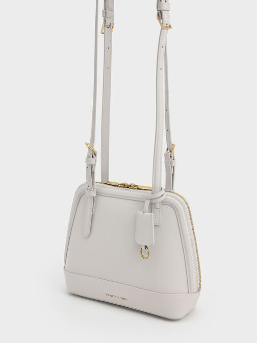 Enola Double Handle Structured Bag, Light Grey, hi-res