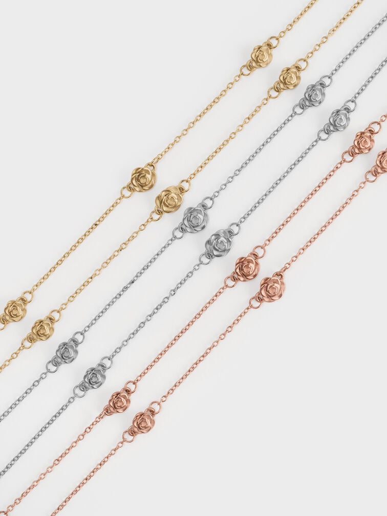 Rosalind Flower-Motif Necklace, Brushed Silver, hi-res