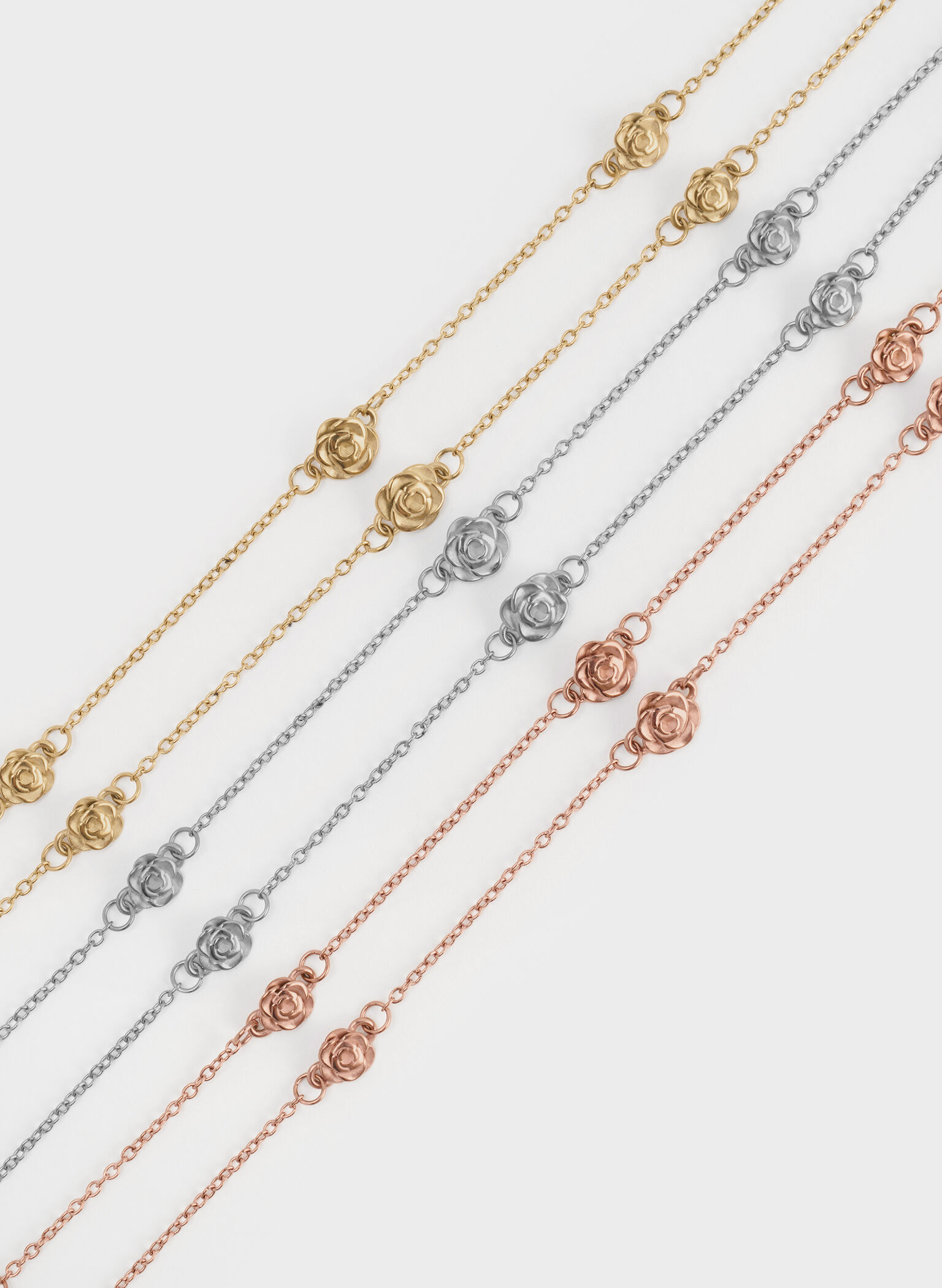 Rosalind Flower-Motif Necklace, Brushed Silver, hi-res