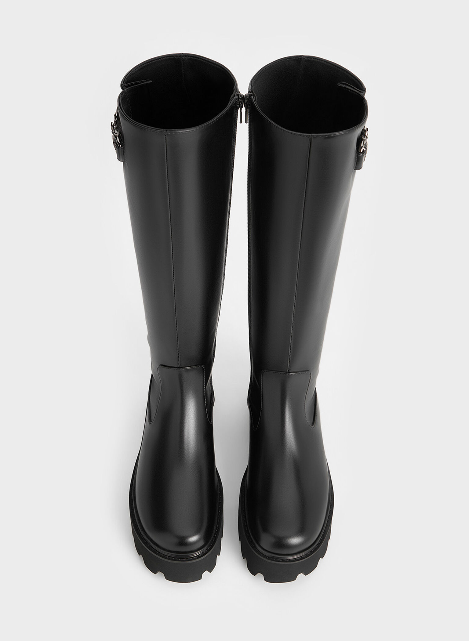 Imogen Rose-Motif Chunky Knee-High Boots, Black, hi-res