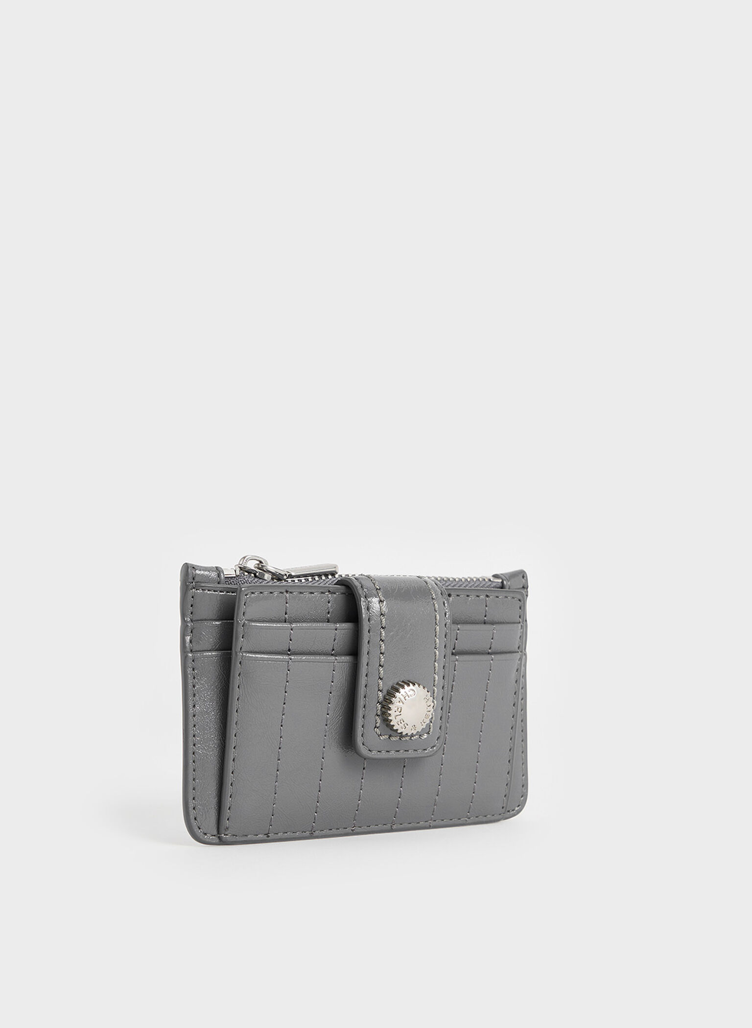 Donna Crinkle-Effect Panelled Card Holder, Grey, hi-res
