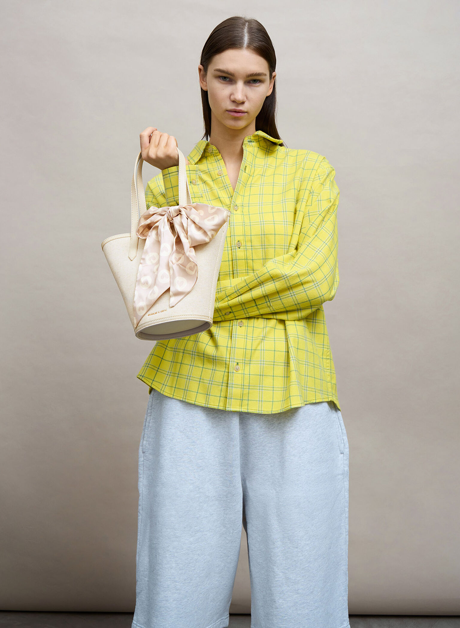 Sianna Linen Scarf-Print Tote Bag, Beige, hi-res