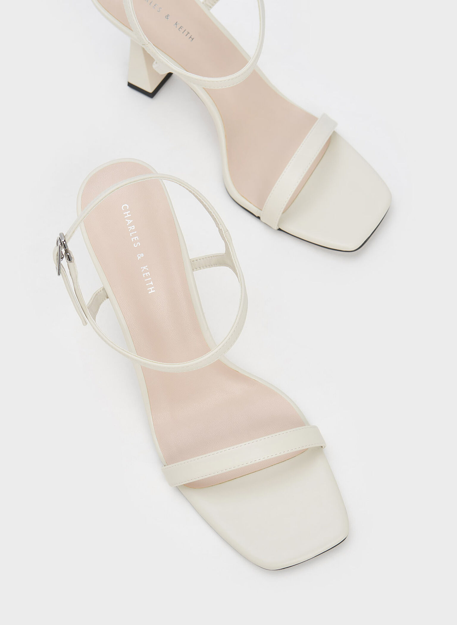 Square Toe Trapeze Heel Sandals, Chalk, hi-res