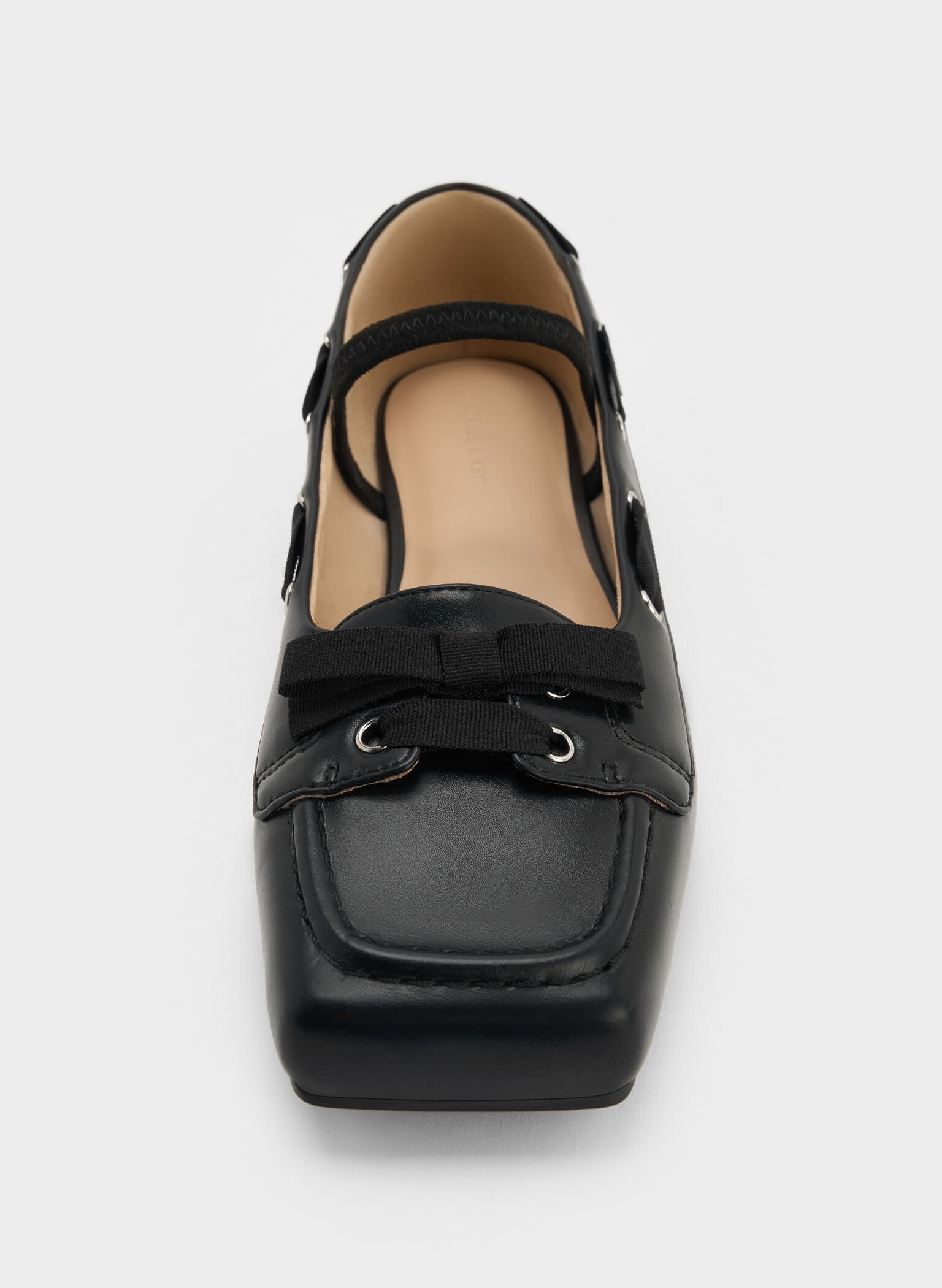 Bow Boat-Shoe Flats, Black, hi-res