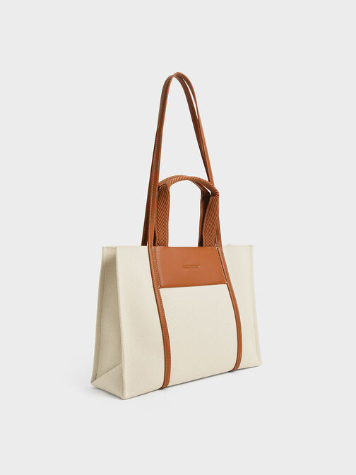 Shalia Canvas Tote Bag, Cognac, hi-res