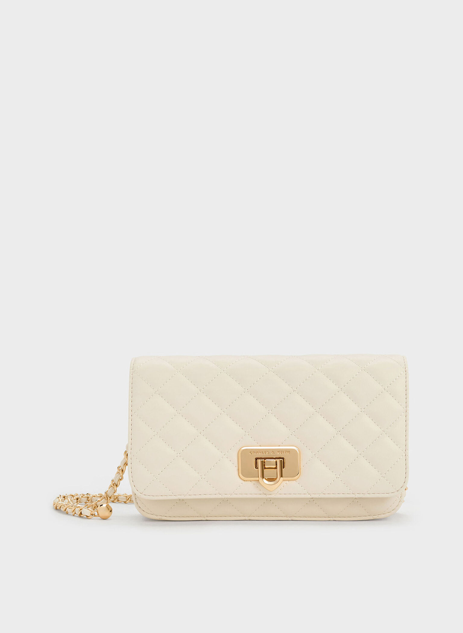 Cressida Quilted Push-Lock Clutch, Cream, hi-res