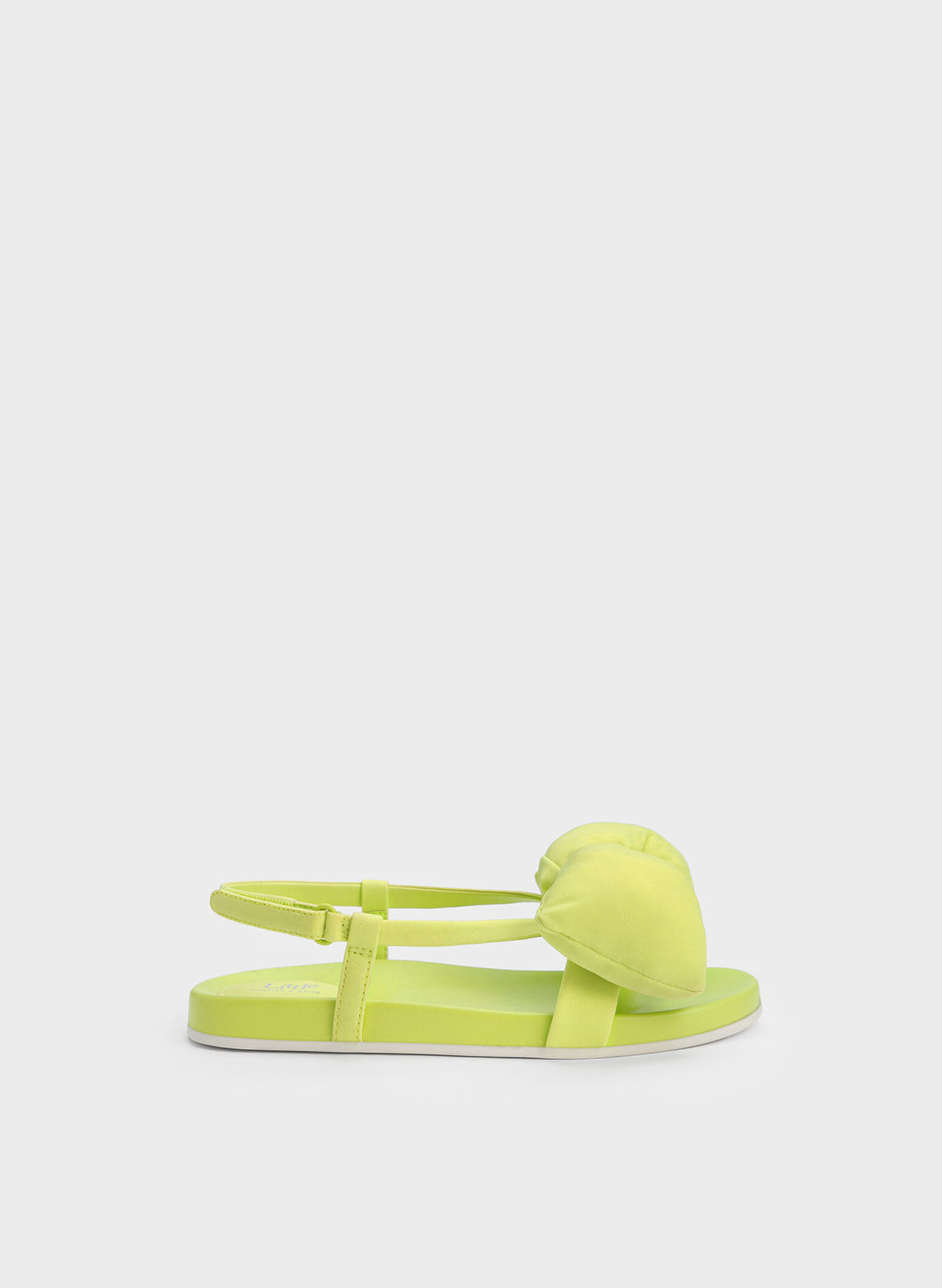 Girls' Puffy Bow Sandals, Lime, hi-res