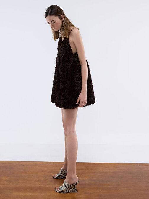 Snake-Print Wide-Strap Sculptural-Heel Wedges, Animal Print Natural, hi-res