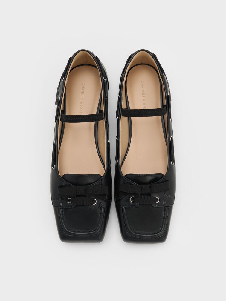Bow Boat-Shoe Flats, Black, hi-res