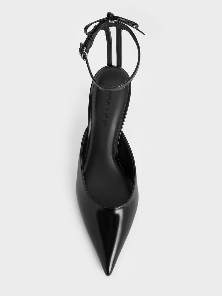 Bow Ankle-Strap Pointed-Toe Stiletto Pumps, Black Box, hi-res