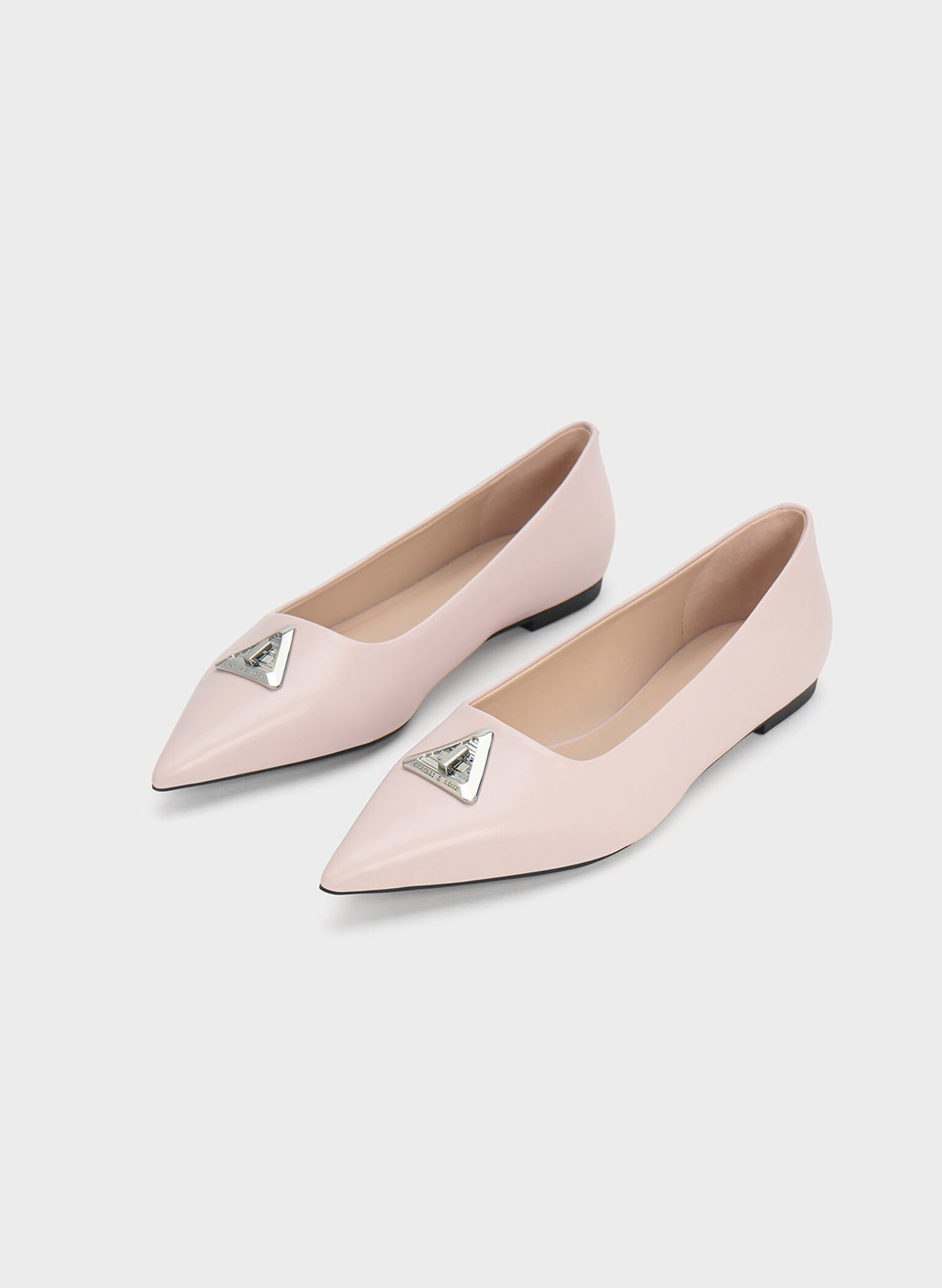 Trice Metallic Accent Pointed-Toe Flats, Nude, hi-res