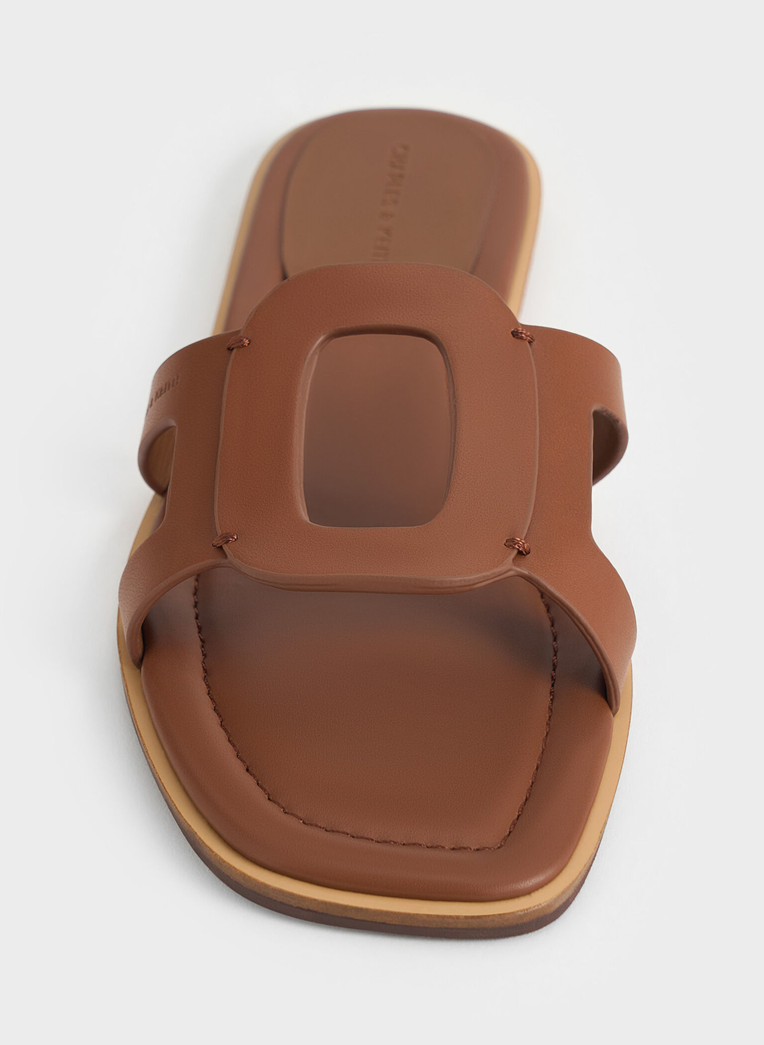 Easley Cut-Out Slide Sandals, Caramel, hi-res
