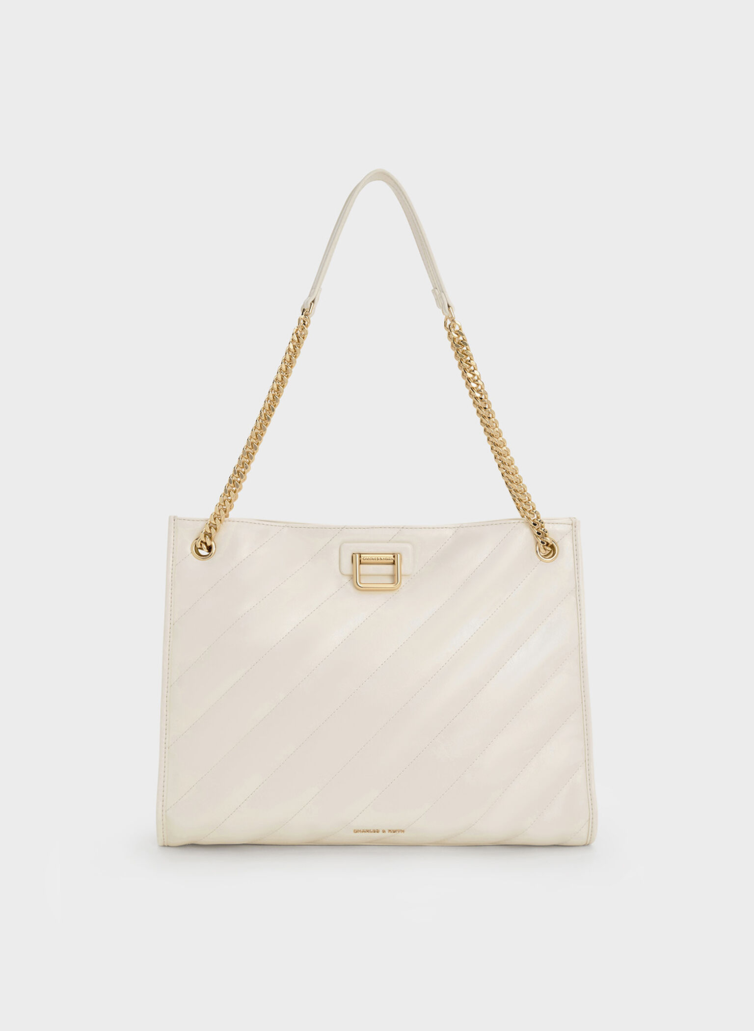 Neva Panelled Chain-Strap Tote Bag, Cream, hi-res